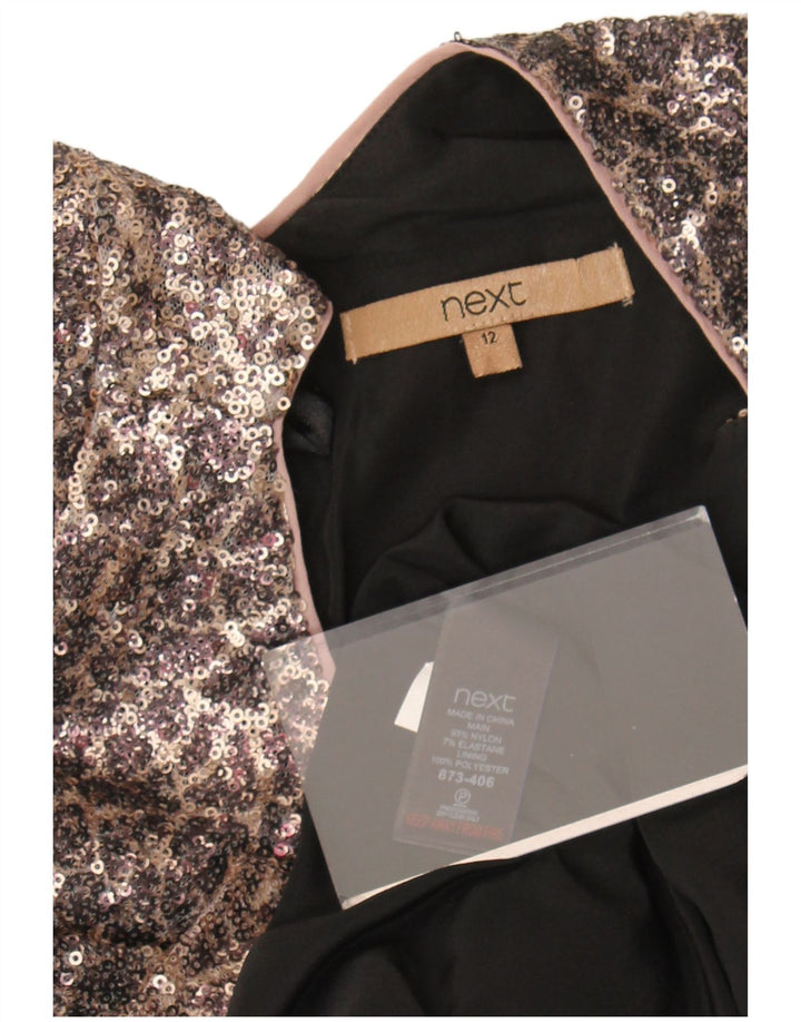 Próximo Vestido feminino com lantejoulas e nylon prateado médio UK 12