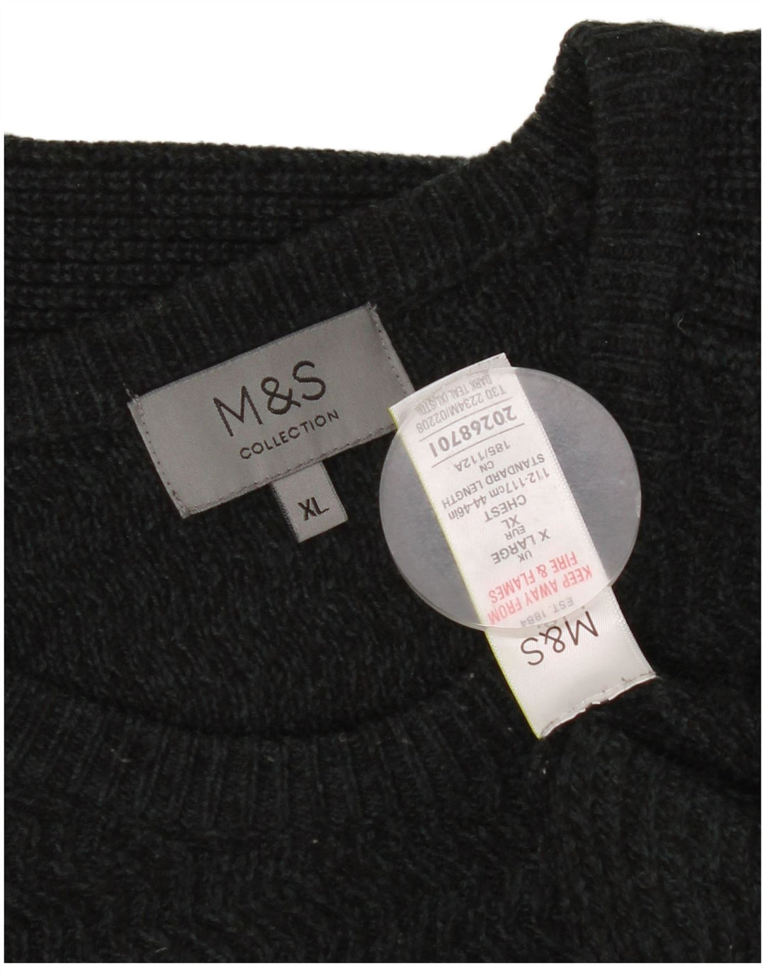 Suéter masculino Marks & Spencer com gola redonda XL cinza manchado acrílico