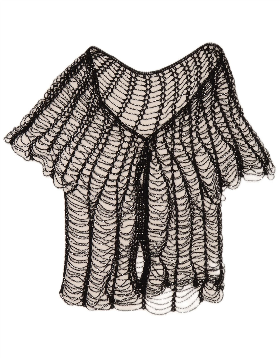 Top feminino transparente vintage UK 2 2XS preto