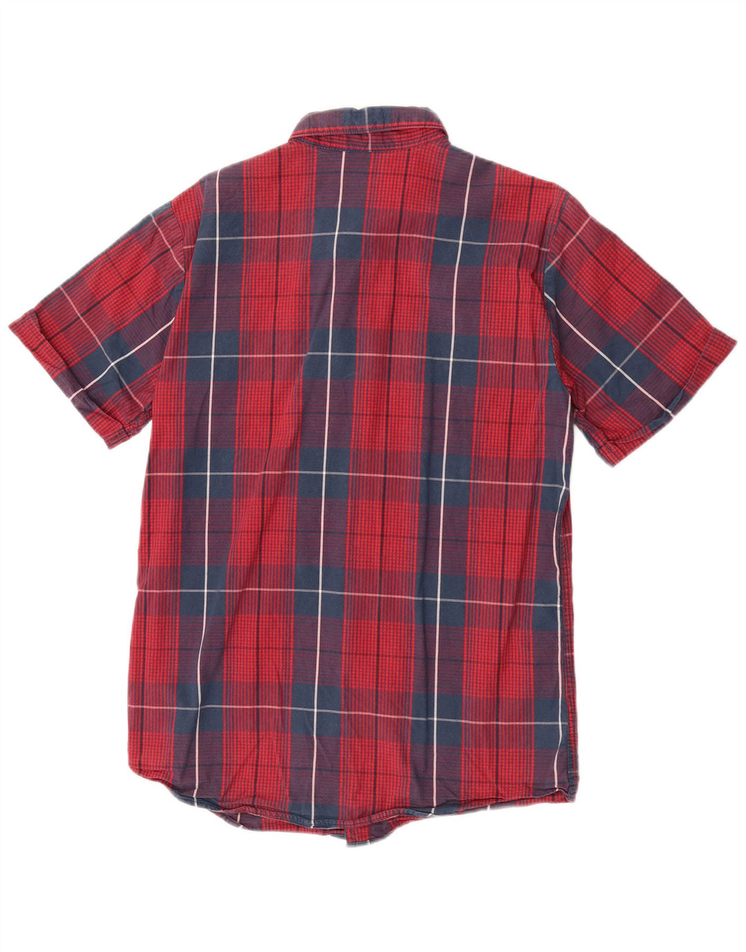 Camisa masculina de manga curta Jack & Jones de algodão xadrez vermelho médio