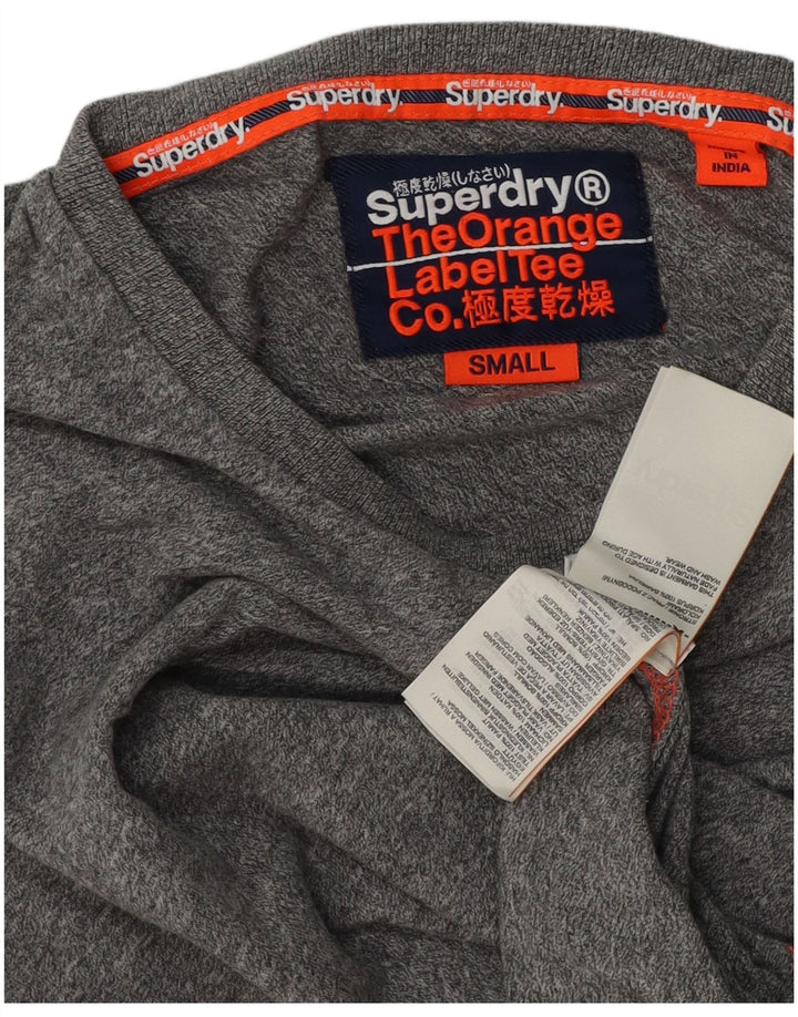 Top masculino Superdry manga comprida pequeno algodão manchado cinza