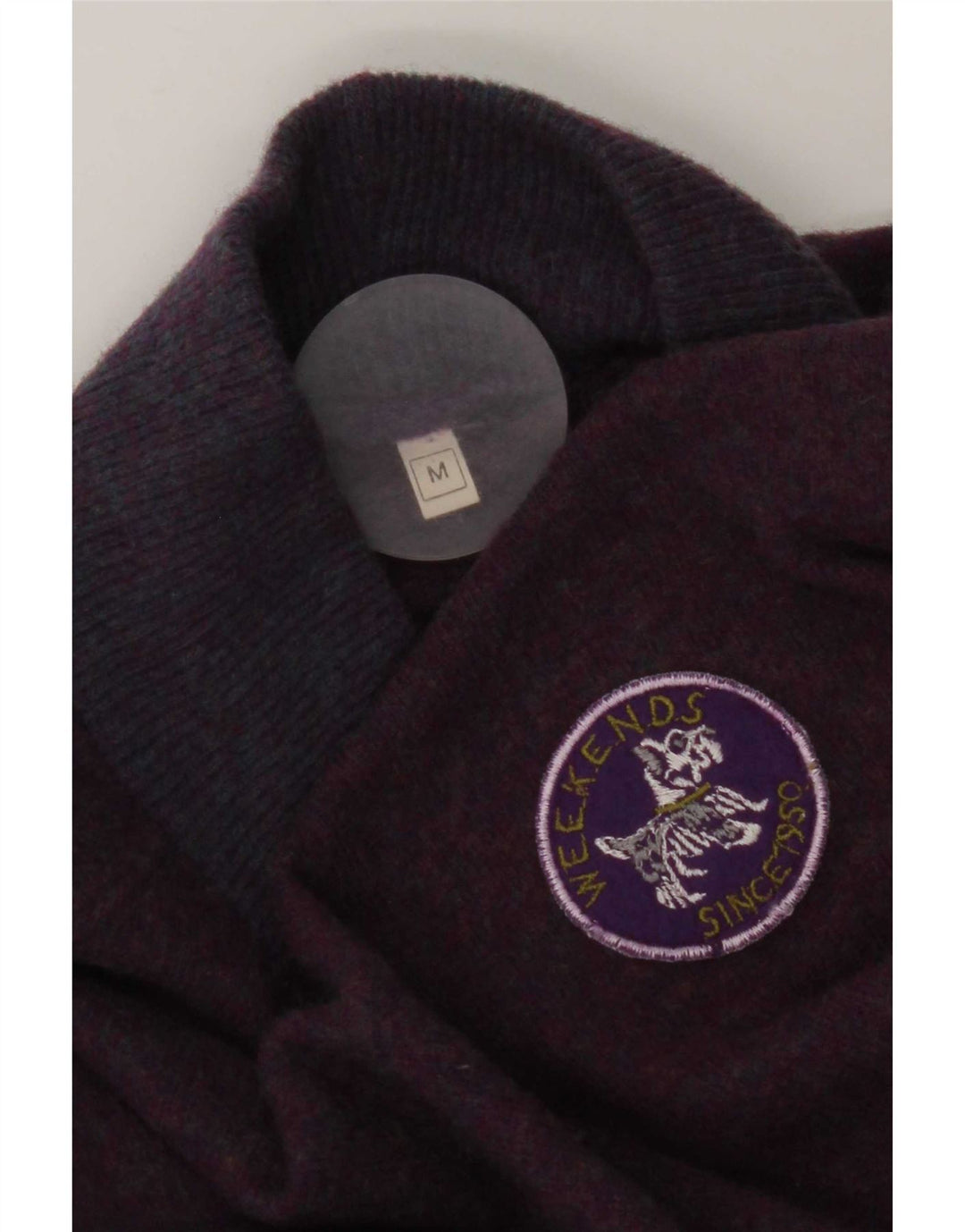 Suéter feminino vintage com gola tartaruga de grandes dimensões Reino Unido 14 roxo médio