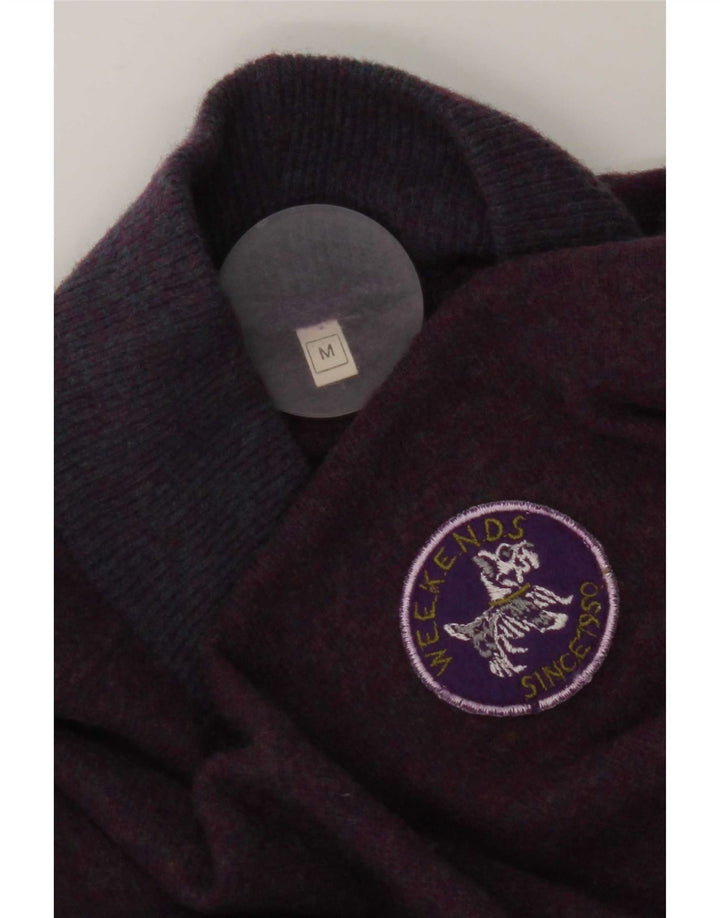 Suéter feminino vintage com gola tartaruga de grandes dimensões Reino Unido 14 roxo médio