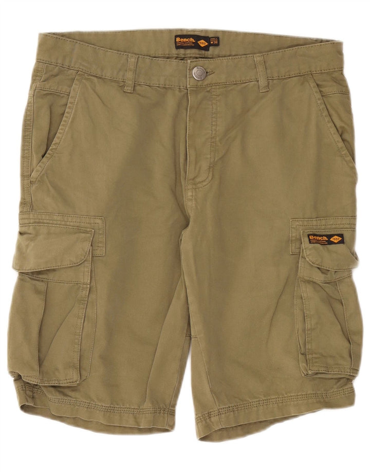 Bench Mens Cargo Shorts W30 Algodão Verde Médio