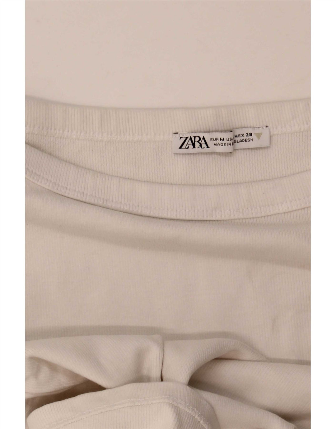 Camiseta Zara Feminina Crop Top UK 12 Médio Branco