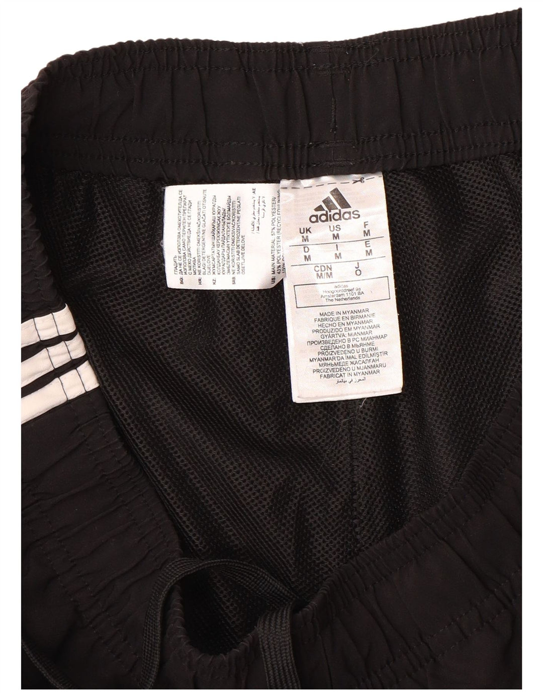 Shorts esportivos masculinos Adidas médio preto colorblock poliéster