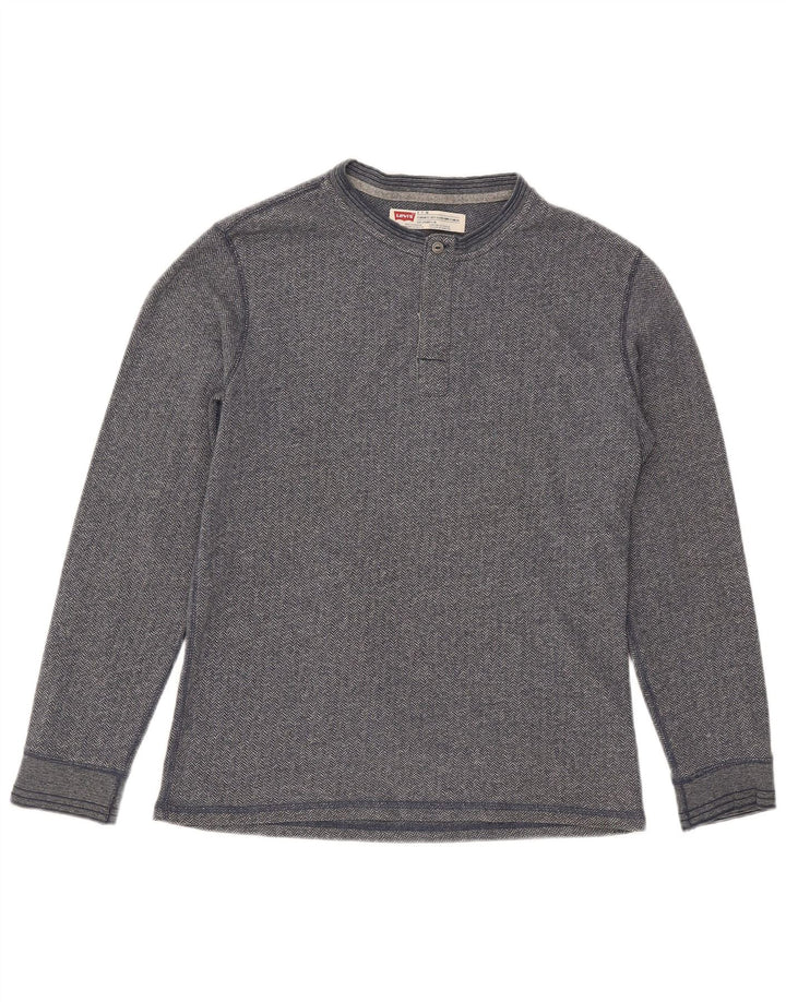 Top masculino Levi's Standard Fit manga comprida pequeno algodão espinha de peixe cinza
