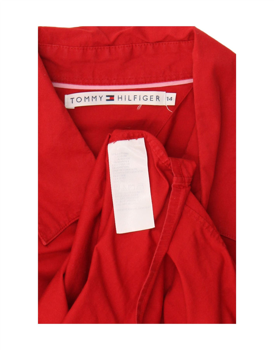Camisa Tommy Hilfiger Feminina UK 14 Grande Algodão Vermelho