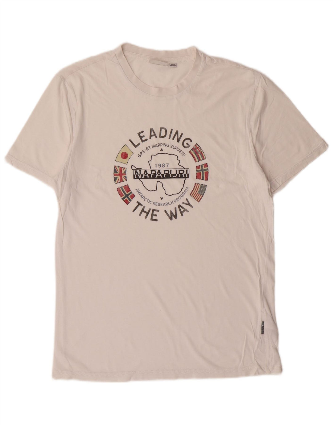 Camiseta masculina Napapijri com estampa gráfica pequena de algodão off white