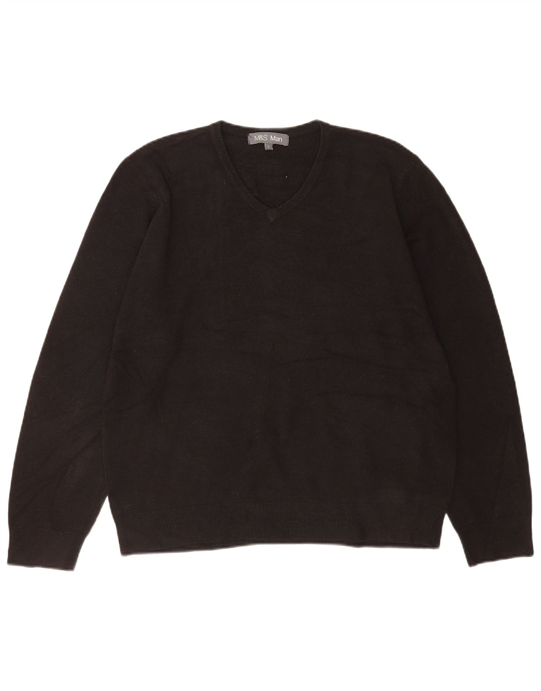 Suéter masculino Marks & Spencer com decote em V grande acrílico preto