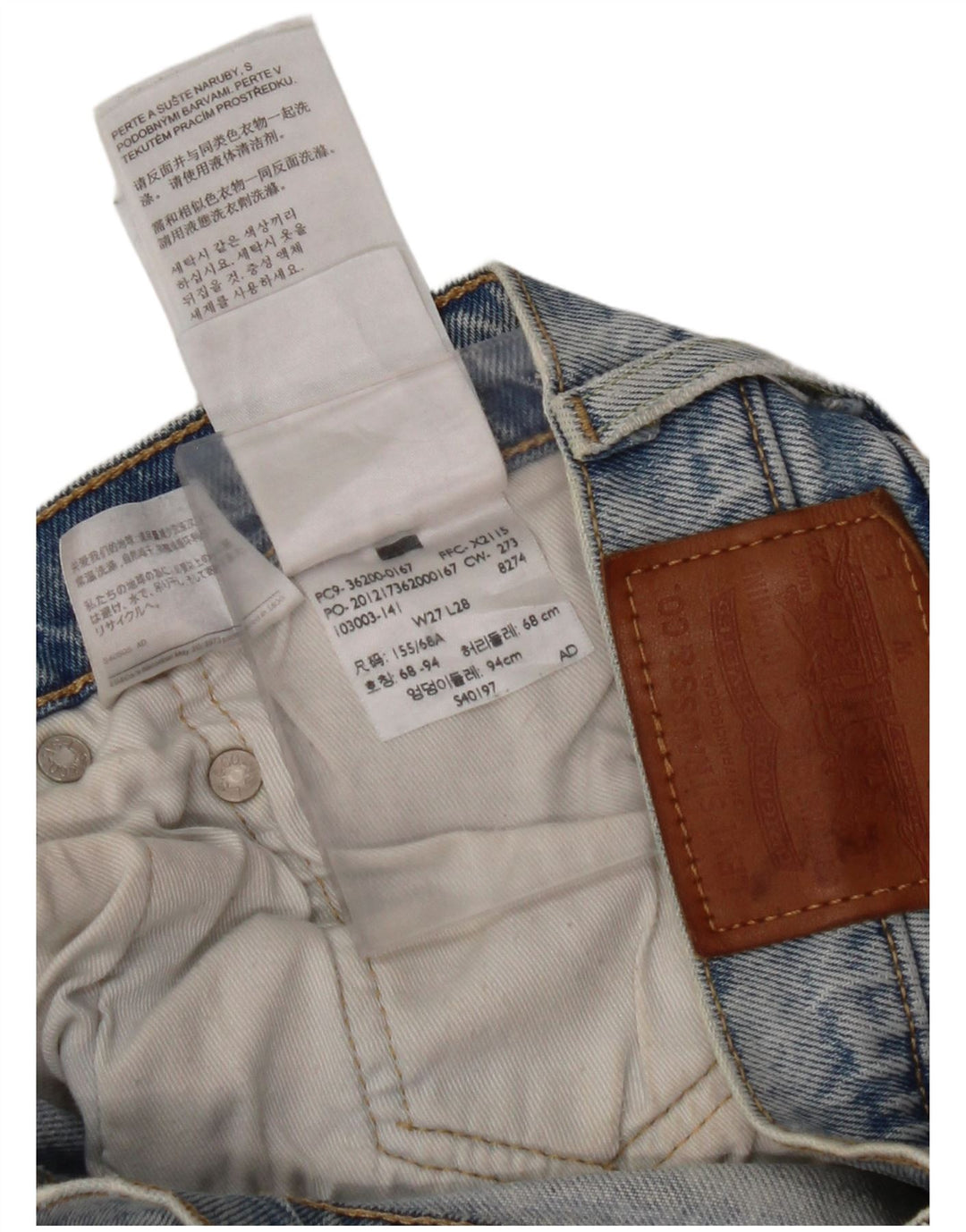 Jeans retos masculinos LEVI'S W27 L28 algodão azul
