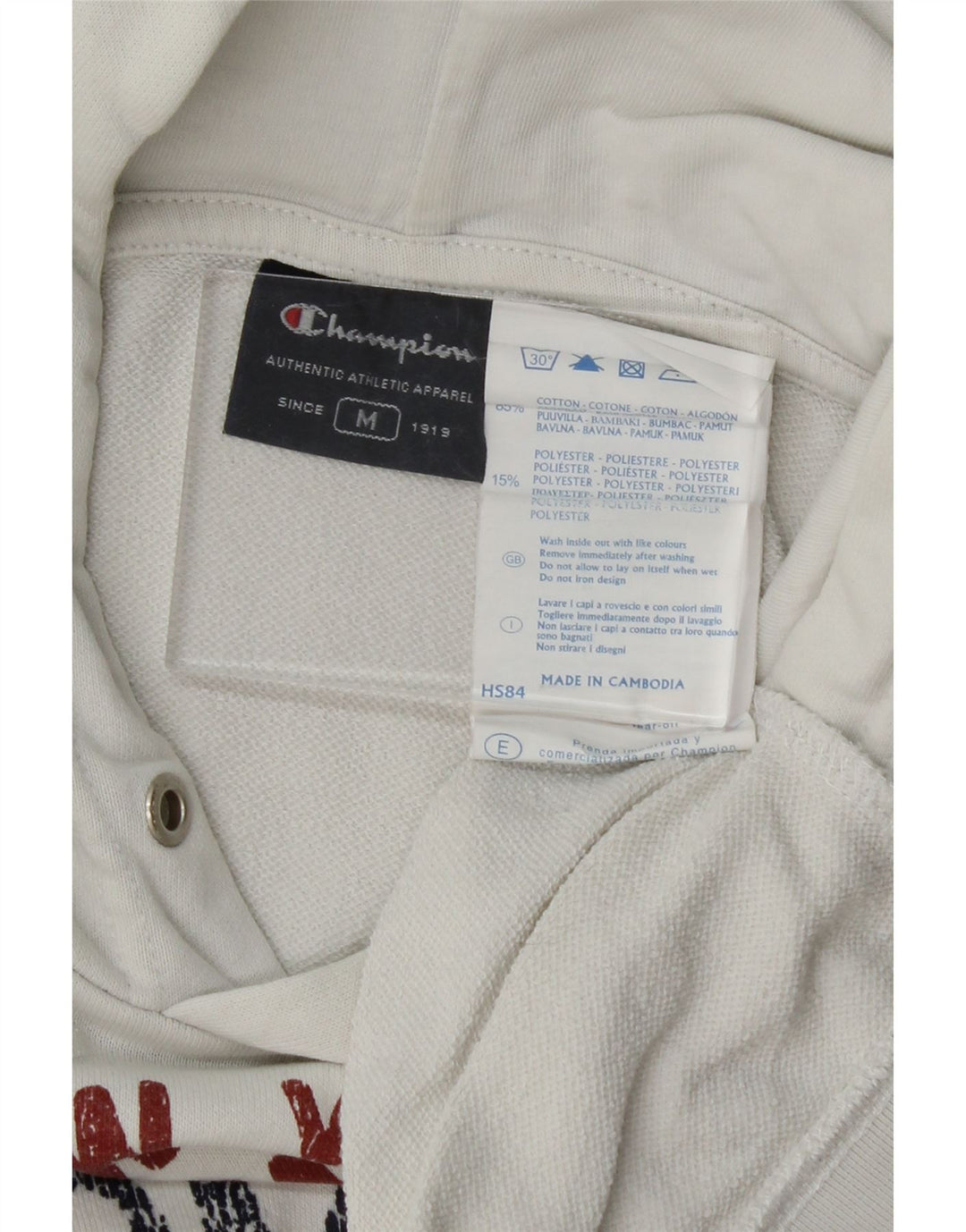 CHAMPION Mens NY Rochester Graphic Hoodie Jumper Medium White Cotton Vintage Champion and Second-Hand Champion from Messina Hembry 