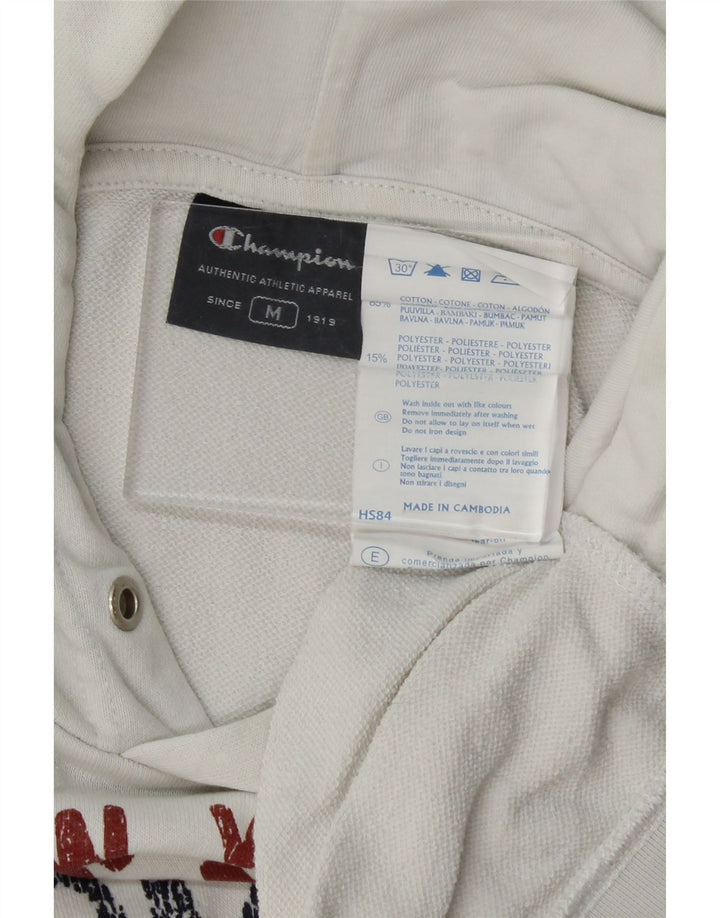 CHAMPION Mens NY Rochester Graphic Hoodie Jumper Medium White Cotton Vintage Champion and Second-Hand Champion from Messina Hembry 