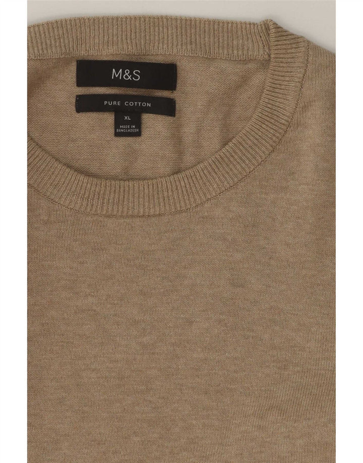 Suéter masculino Marks & Spencer com gola redonda XL algodão bege