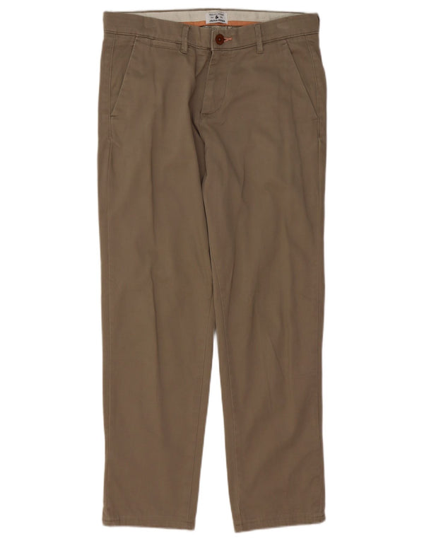Calça chino reta masculina Jack & Jones W30 L30 algodão bege