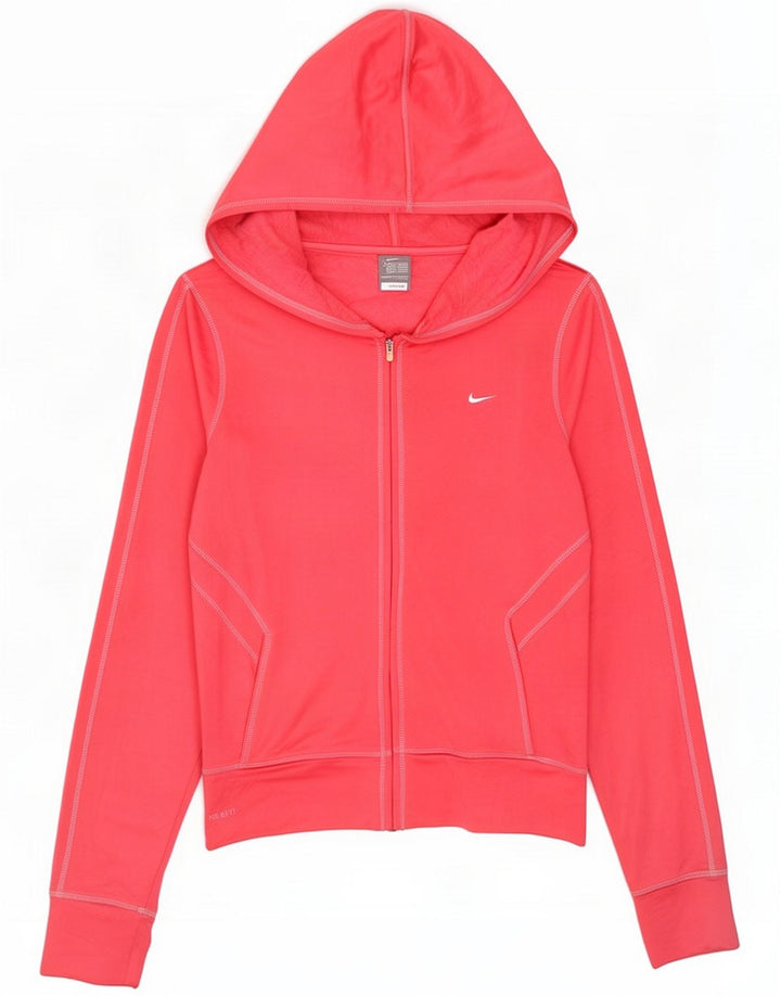 Suéter feminino com capuz e zíper da Nike Reino Unido 10/12 Poliéster rosa médio