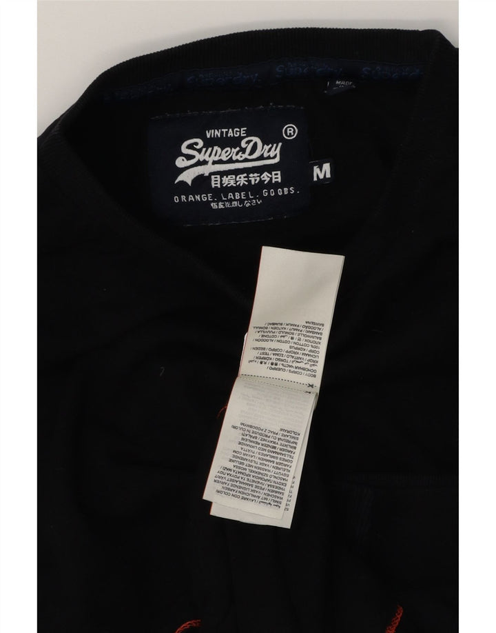 SUPERDRY Top masculino de manga comprida de algodão preto médio