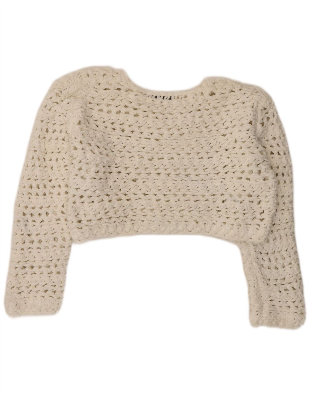 Zara Suéter feminino oversized com gola redonda e gola redonda Reino Unido 14 médio branco
