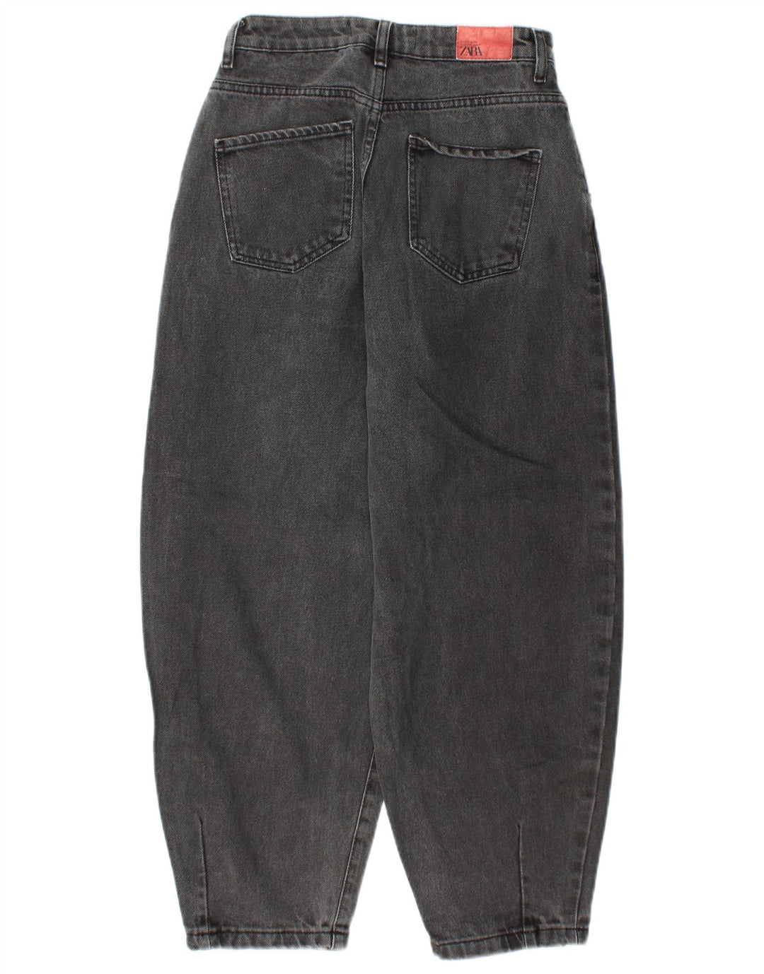 Calça jeans feminina ZARA com corte balão e cintura alta EU 34 2XS W24 L25 cinza