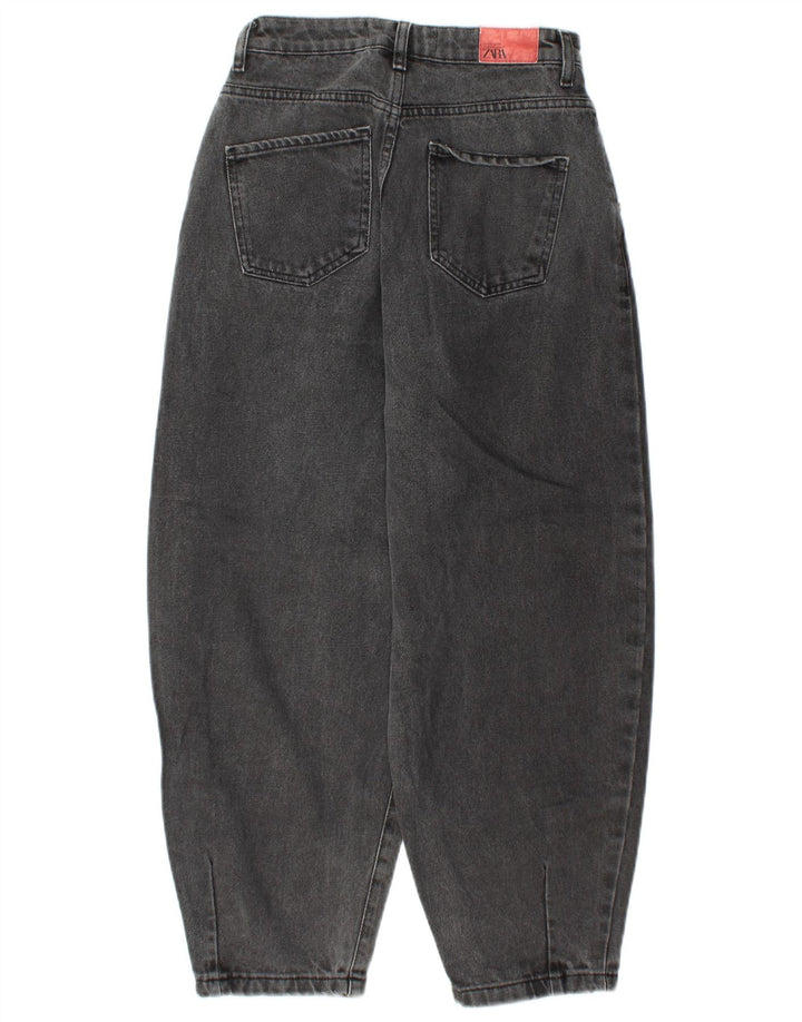 Calça jeans feminina ZARA com corte balão e cintura alta EU 34 2XS W24 L25 cinza