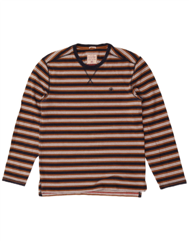 Fat Face Mens Regular Top Manga Longa Médio Algodão Listrado Multicolorido