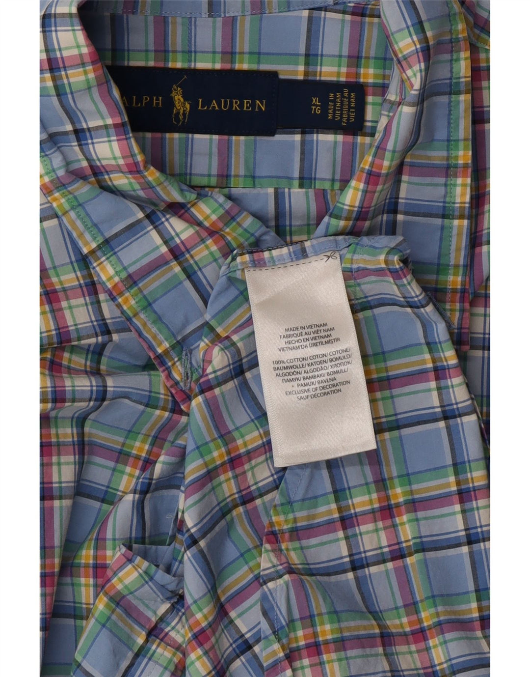 Camisa masculina RALPH LAUREN XL algodão xadrez azul