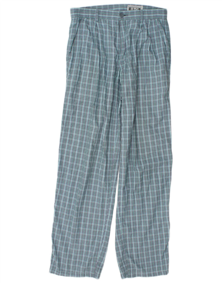 Calça Chino Pegged Masculina Vintage W29 L31 Poliéster Azul Check