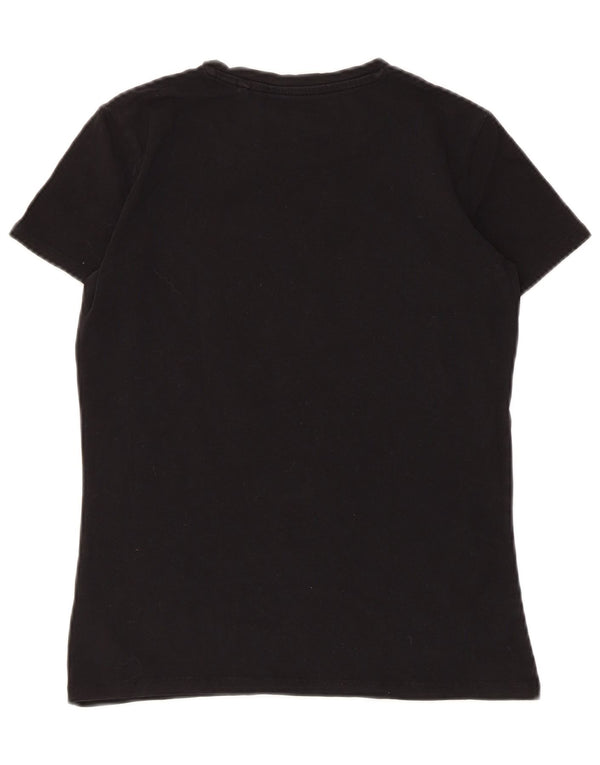 Guess Womens Graphic T-Shirt Top UK 6 XS Black Cotton