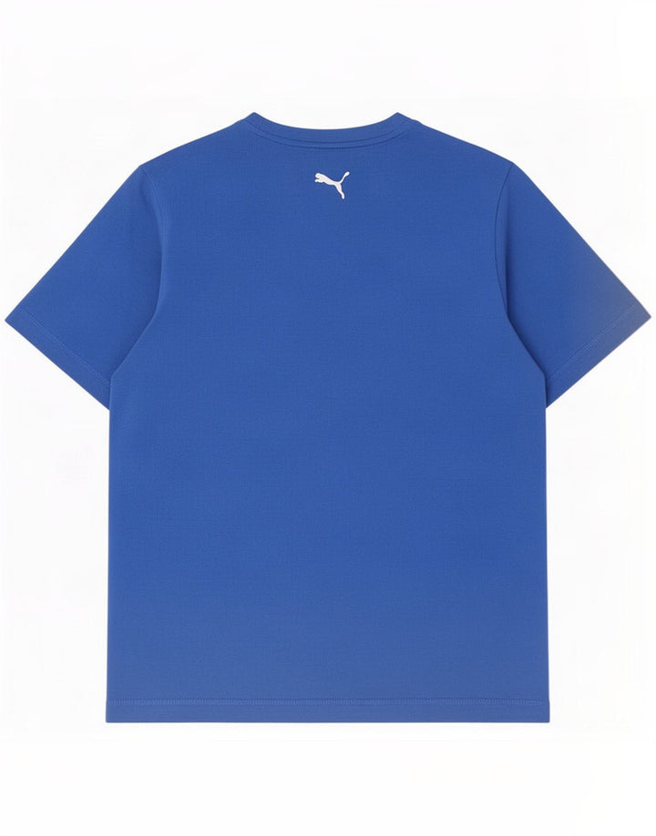 Puma Mens Graphic T-Shirt Top Médio Algodão Azul