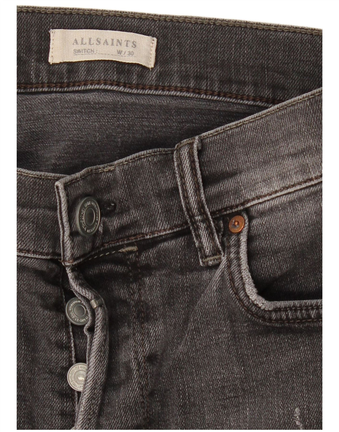 Shorts jeans masculino All Saints W30 cinza médio