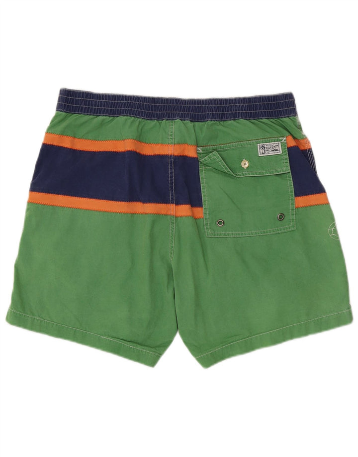 POLO RALPH LAUREN Shorts de natação masculino gráfico grande algodão listrado verde