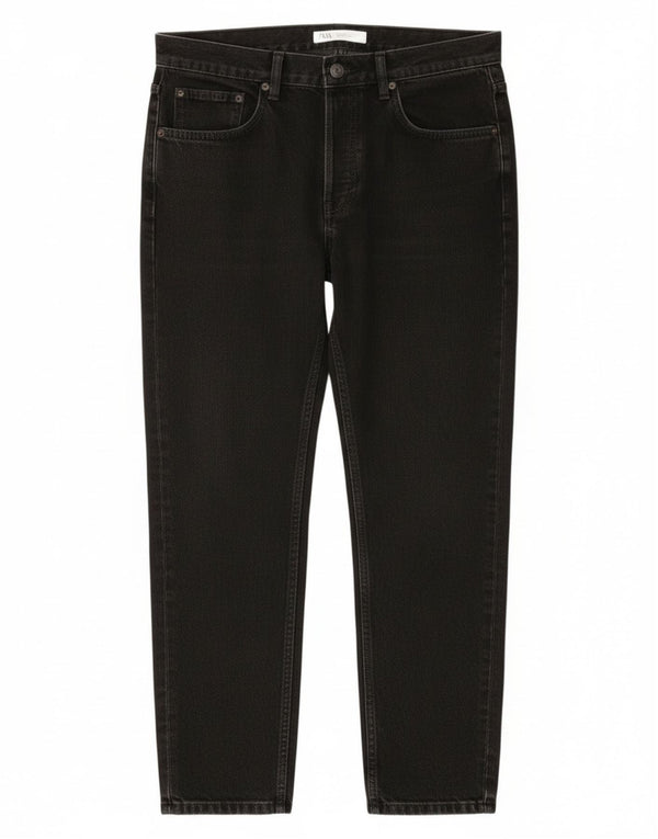 Zara Mens Jeans Cropped Tapered EU 46 XL W36 L25 Cinza Algodão