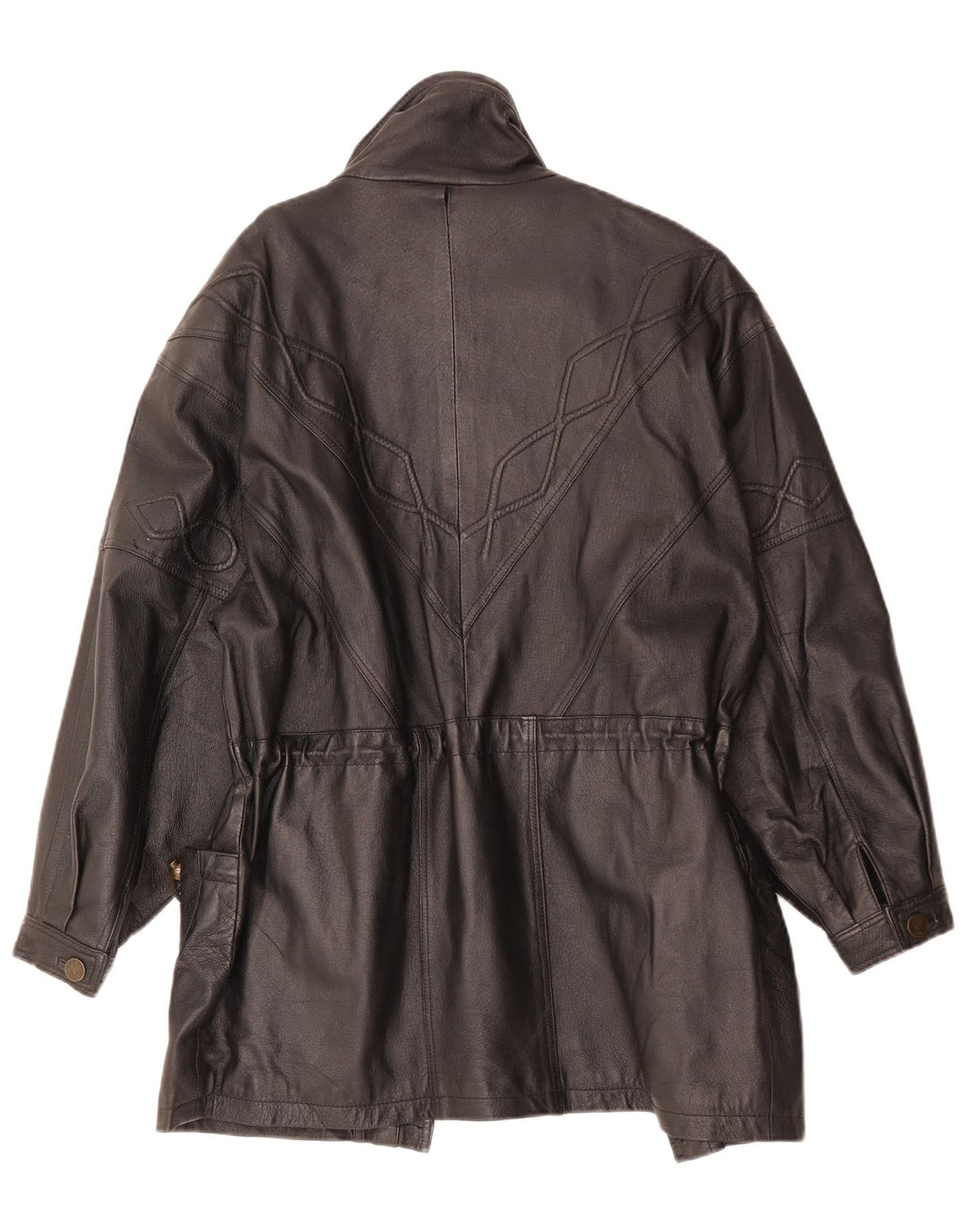 Casaco de couro feminino VINTAGE UK 10 pequeno couro preto