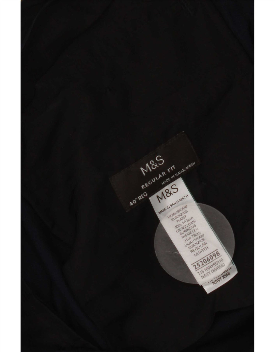 Calça casual masculina Marks & Spencer de ajuste regular W40 L31 azul marinho