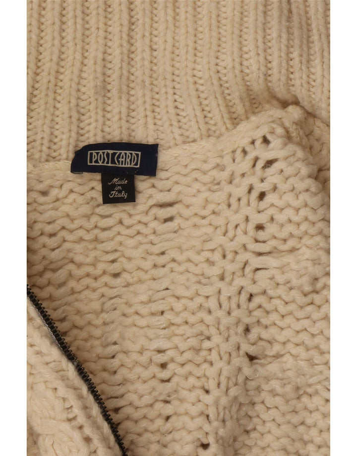 Suéter masculino com zíper completo e cardigã pequeno de lã branca