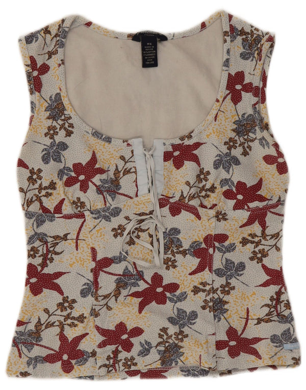 Blusa feminina American Eagle UK 4 XS algodão floral branco