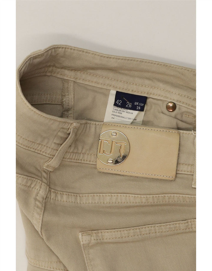 TRUSSARDI Womens Straight Casual Trousers W26 L26 Beige Cotton Vintage Trussardi and Second-Hand Trussardi from Messina Hembry 