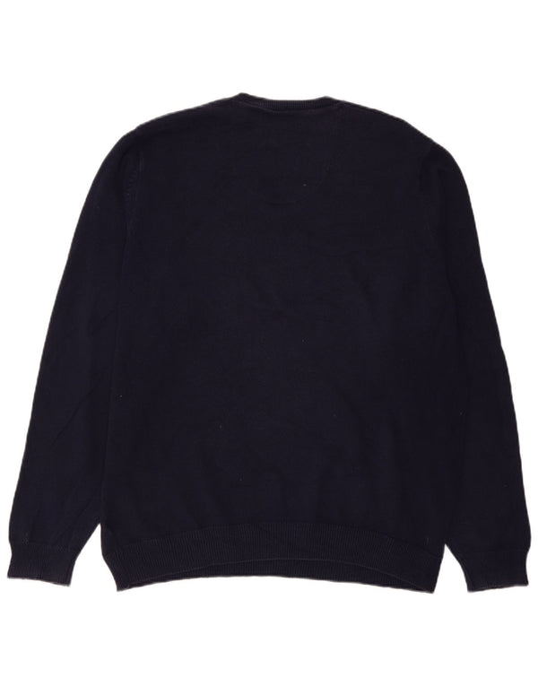 Suéter masculino Marks & Spencer de ajuste regular com decote em V grande azul marinho