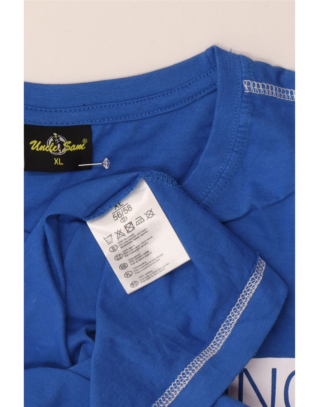 Camiseta gráfica masculina Tio Sam Top XL algodão azul