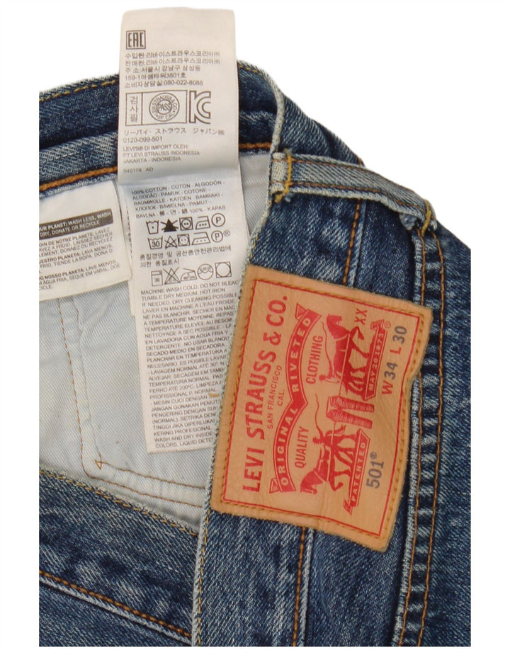 Calça jeans masculina Levi's 501 Straight W34 L26 azul algodão