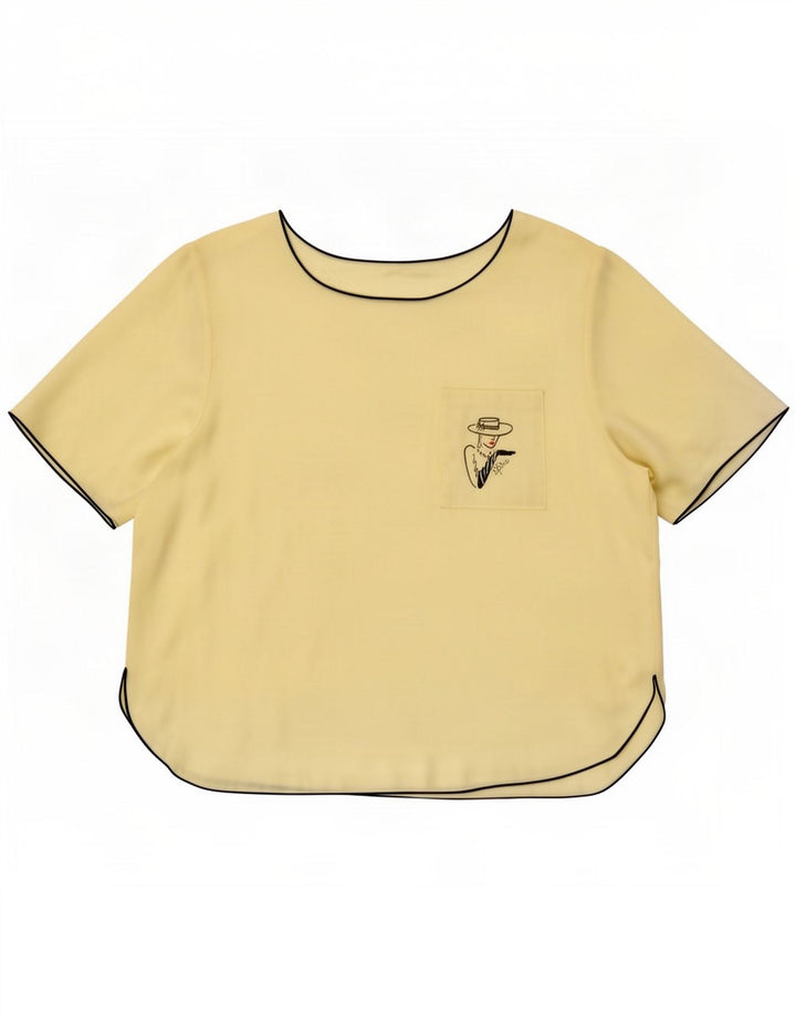 Blusa gráfica feminina vintage UK 16 grande amarelo