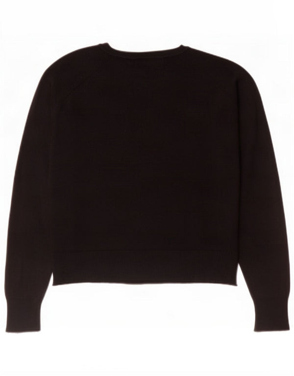 Suéter feminino grande com gola canoa Zara Reino Unido 10 Viscose preta pequena