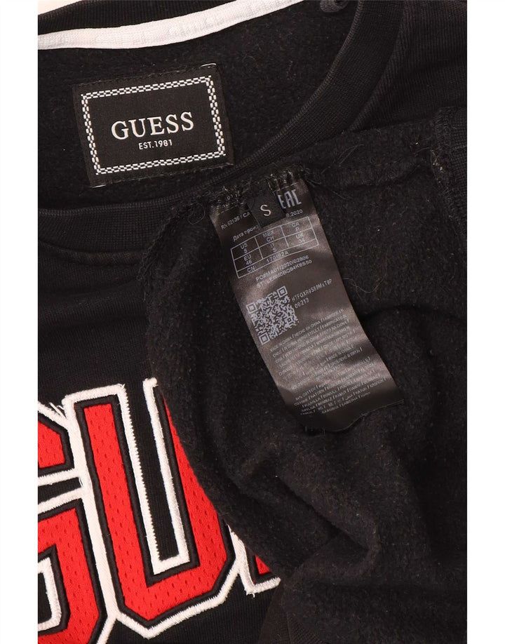 Guess moletom gráfico masculino jumper UK 34 pequeno algodão preto
