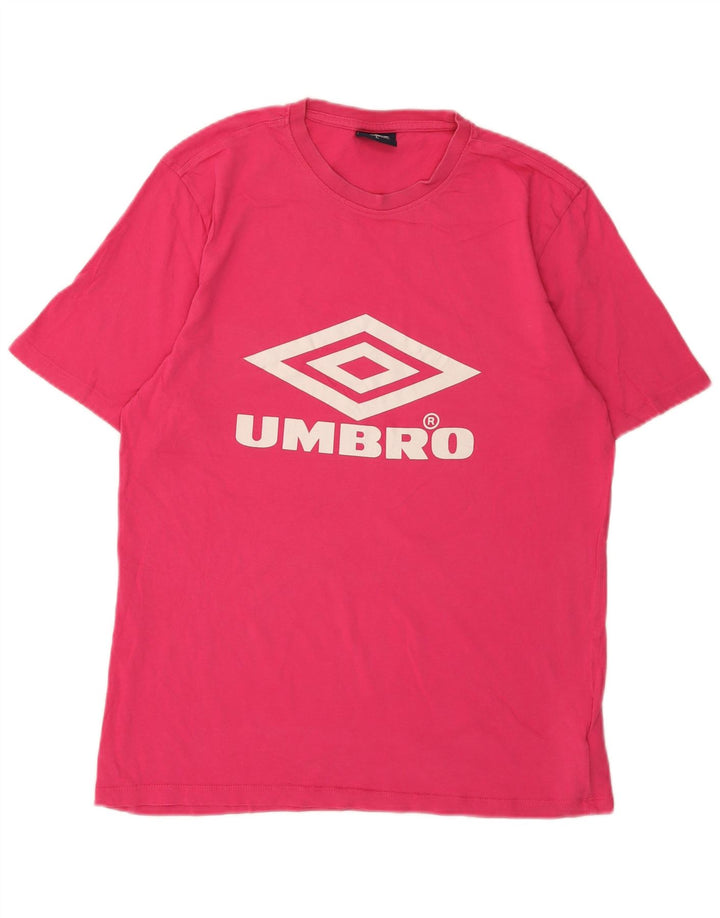 Camiseta gráfica masculina Umbro Top grande de algodão rosa
