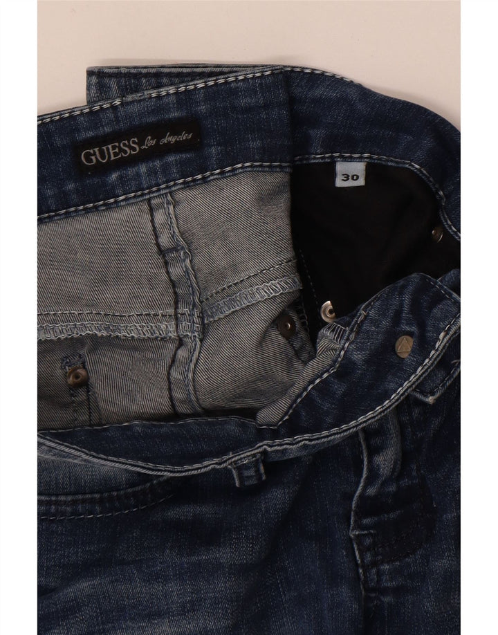 Guess Feminino Nicole Straight Jeans W30 L30 Azul Marinho