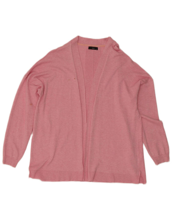 Suéter cardigã aberto feminino M&Co Reino Unido 16 grande viscose manchada rosa