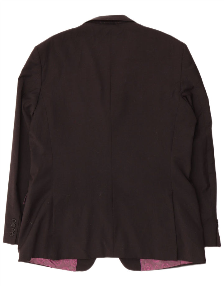Jaqueta blazer masculina Ted Baker longa com 2 botões e ajuste regular Reino Unido 44 2XL lã preta