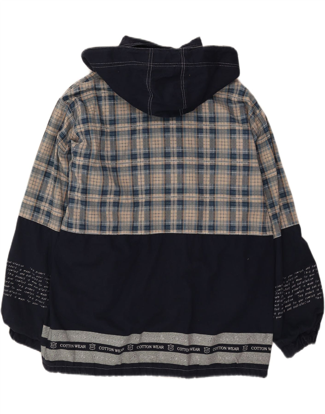 Jaqueta corta-vento masculina Whisper com capuz gráfico UK 40 grande xadrez azul marinho