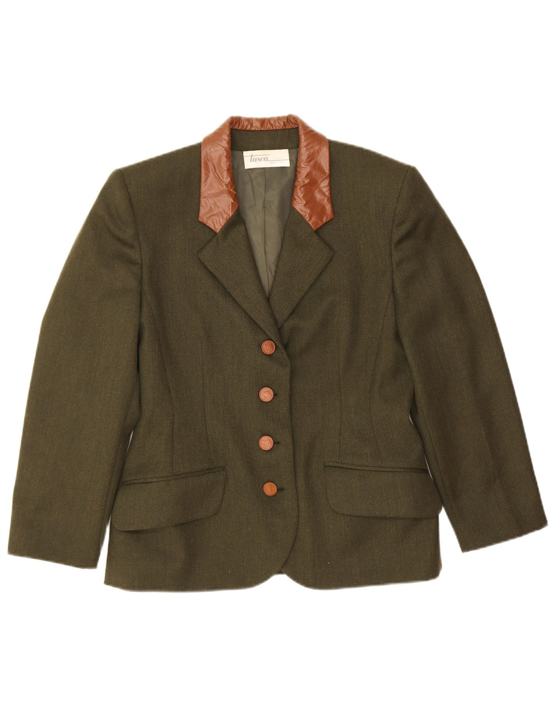 Jaqueta blazer feminina vintage com 4 botões IT 42 verde médio colorblock