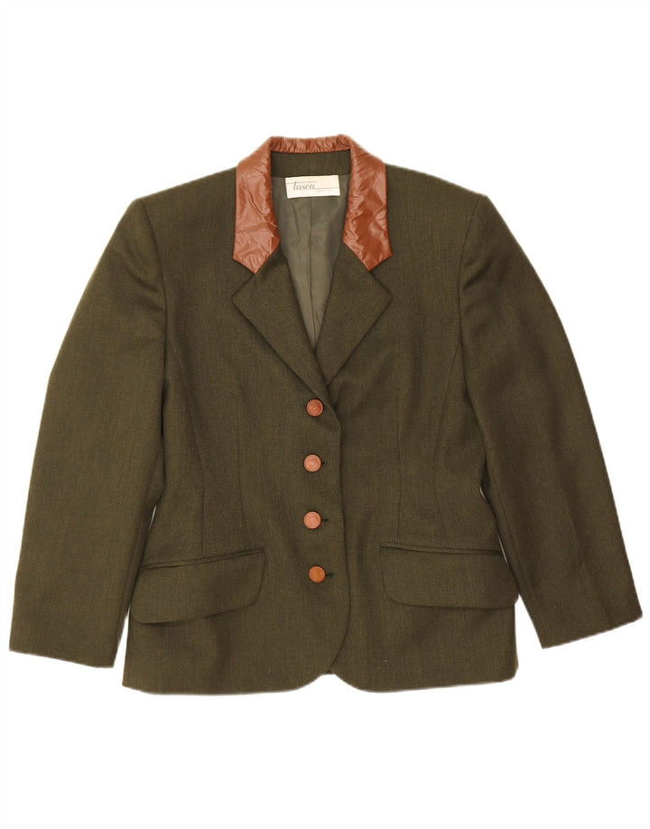 Jaqueta blazer feminina vintage com 4 botões IT 42 verde médio colorblock